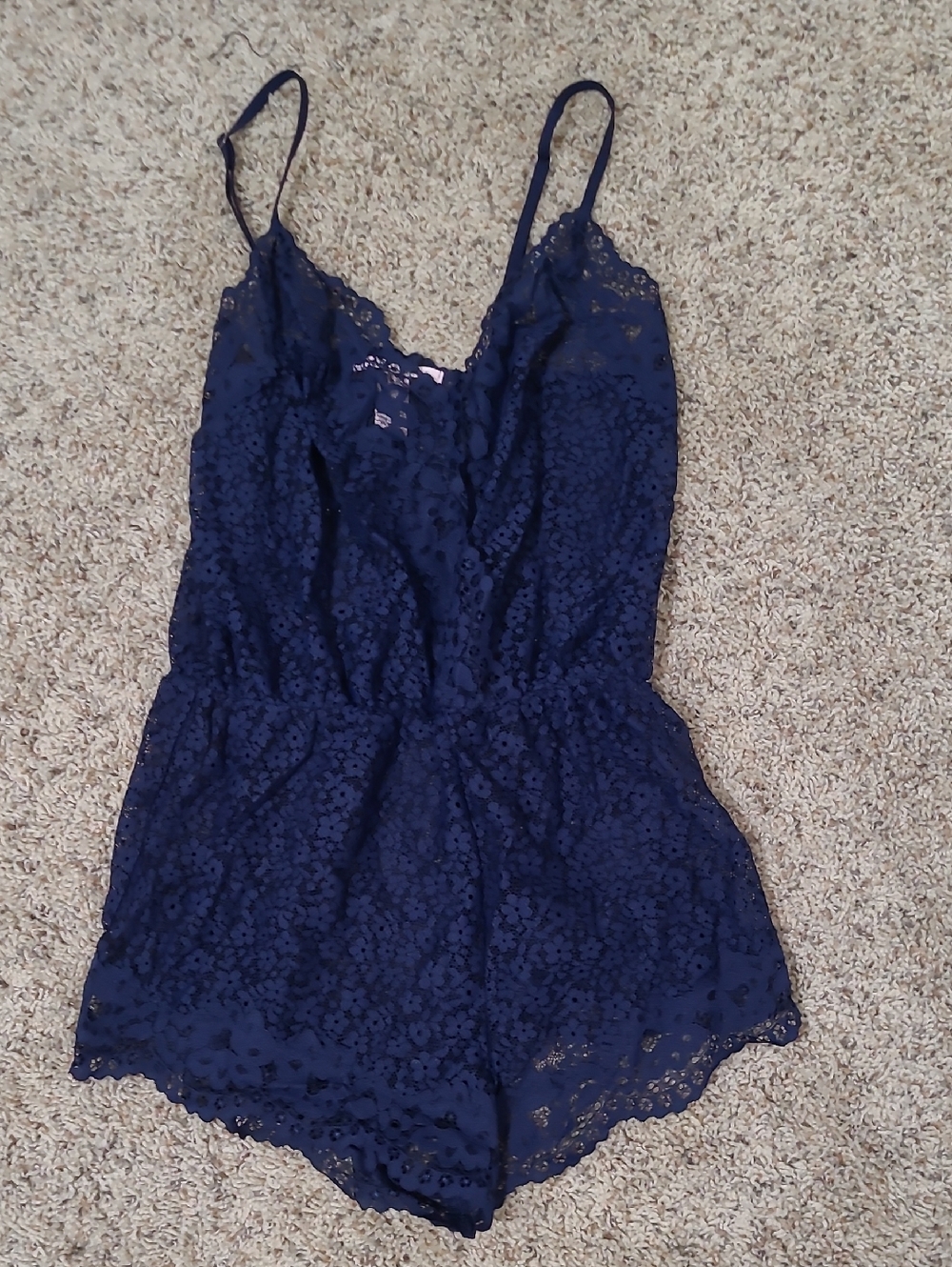 Victoria's Secret Navy Blue Lace Romper Pajama